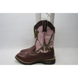 Cinch Womens Size 8.5 B Pink Camo Brown Leather Cowboy Boots
